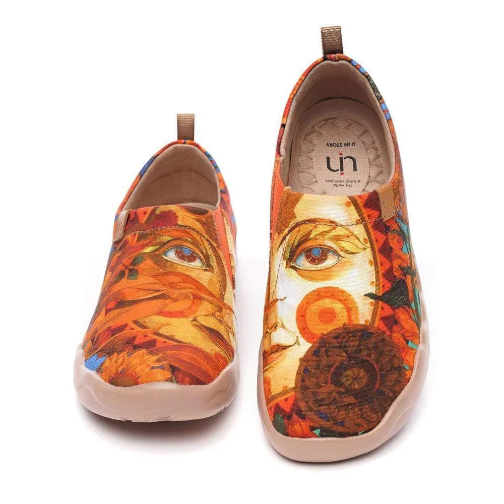 -Autumn Sun- Unique Art Painted Canvas Loafers for Women