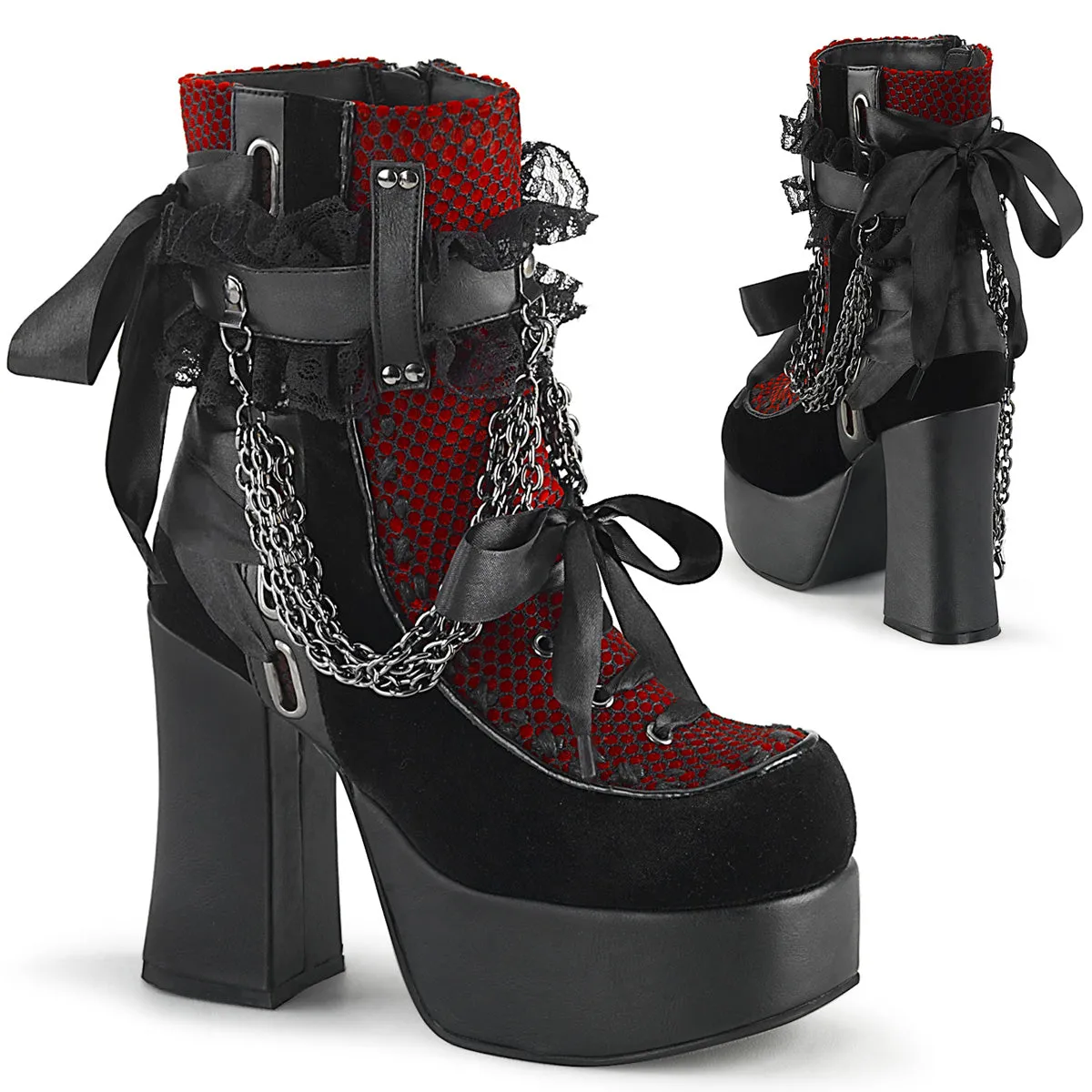 4 Inch Heel CHARADE-110 Black Red Velvet