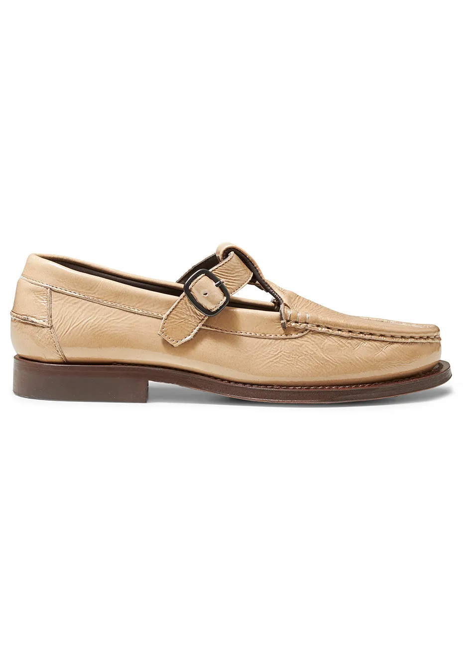 Alber Glossy T-Bar Loafer Sand