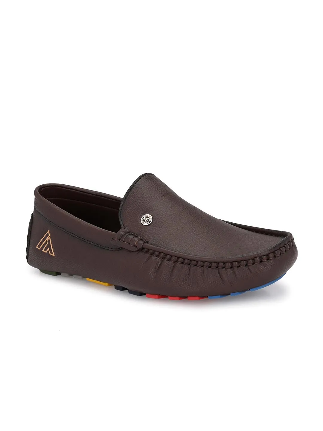 Alberto Torresi Mild Driver With Multi Color Silicon Sole Brown Loafers For Men