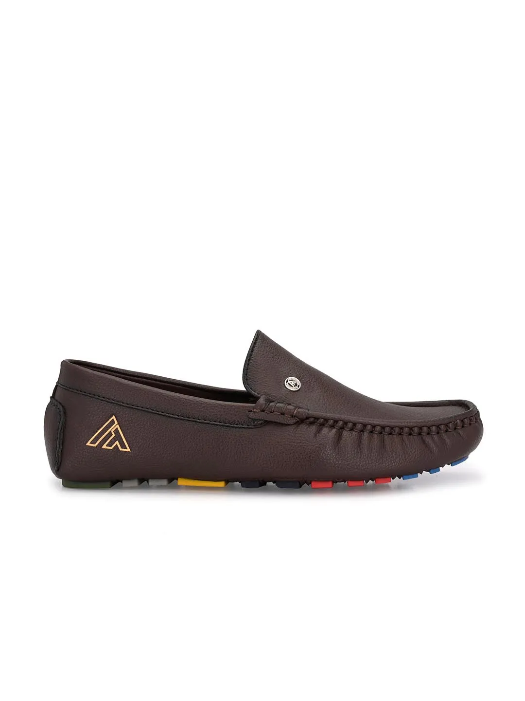 Alberto Torresi Mild Driver With Multi Color Silicon Sole Brown Loafers For Men