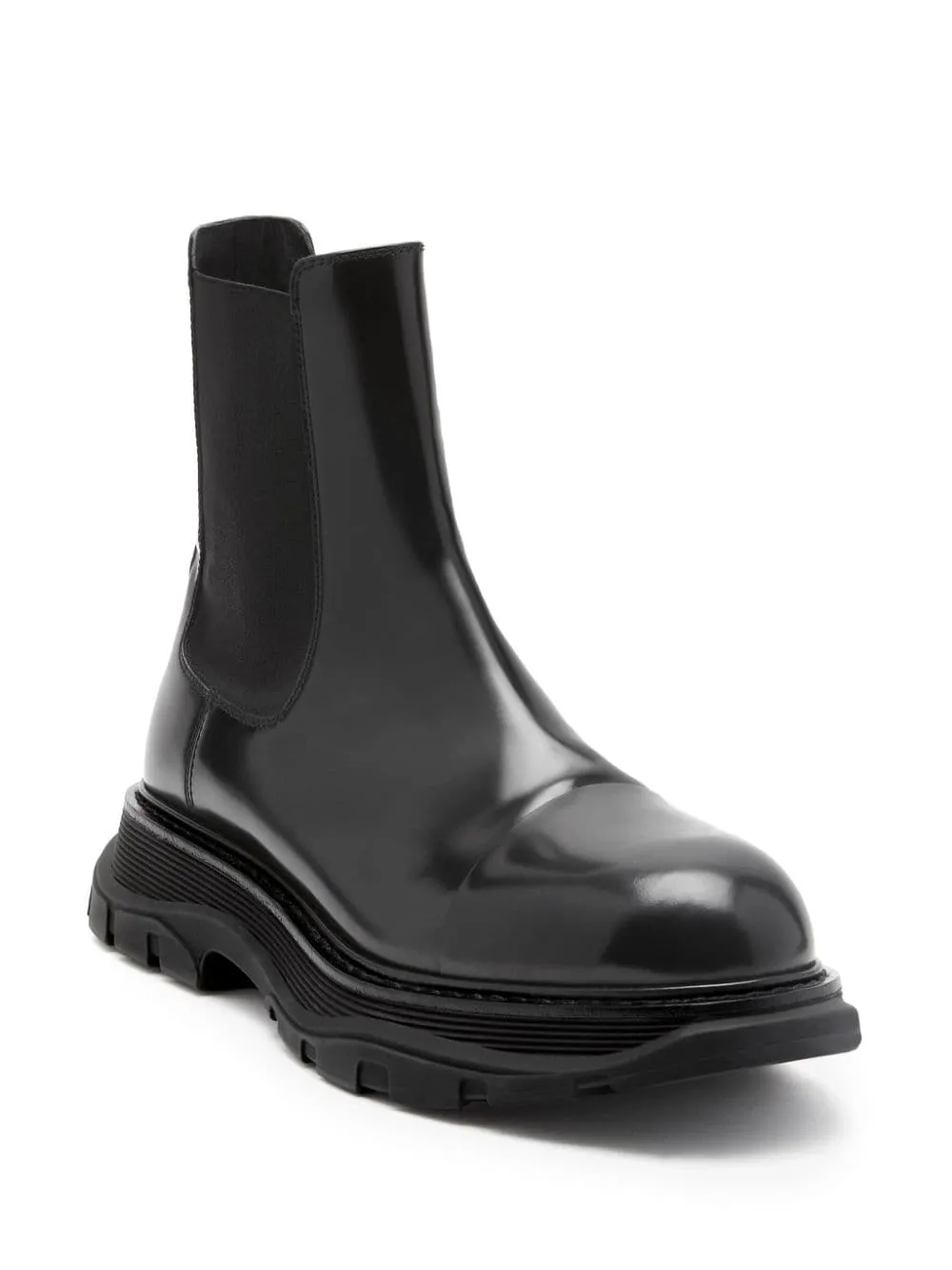 ALEXANDER MCQUEEN Men's Black Leather Chelsea Boots for SS24 Collection