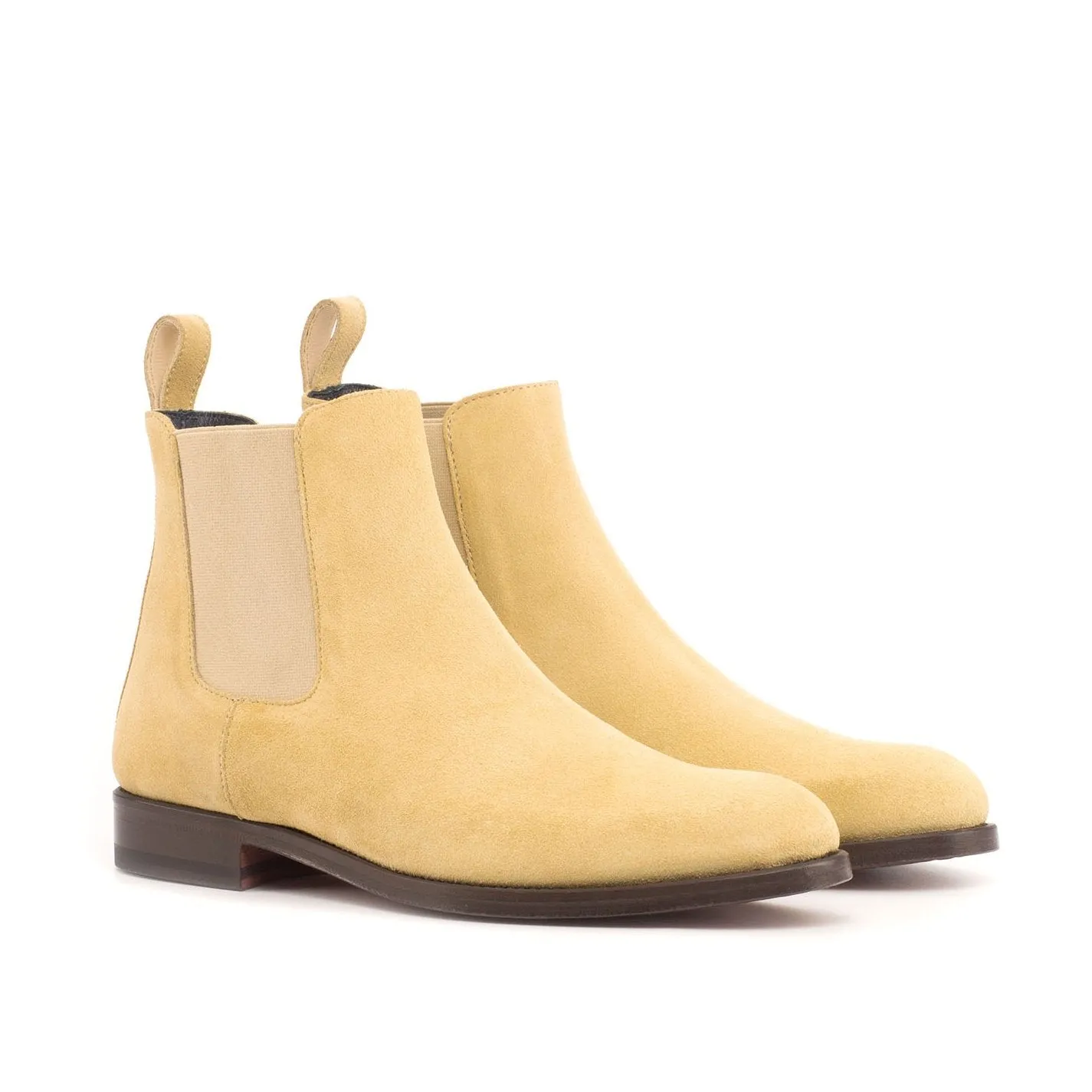 Ambrogio Bespoke Custom Women's Custom Made Shoes Sand Polished Suede Leather Chelsea Boots (AMBW1024)