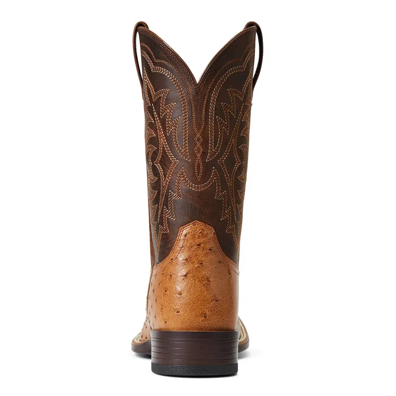 'Ariat' Men's 11" Night Life Ultra Western Square Toe - Ranger Smooth Quill Ostrich / Beam Brown