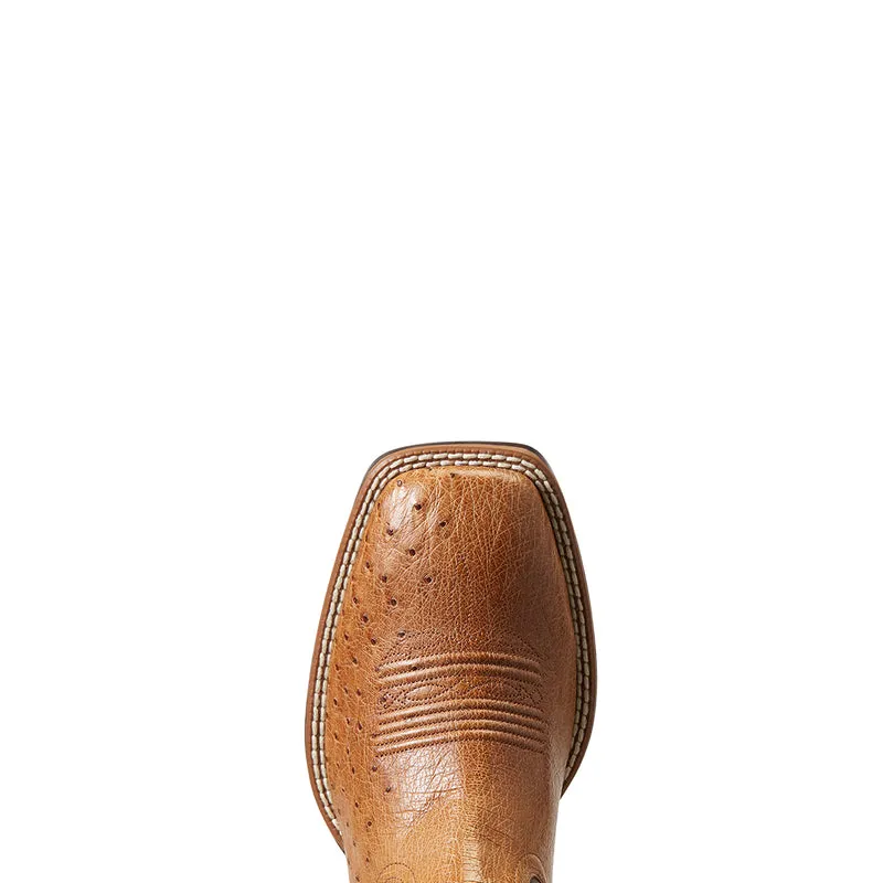 'Ariat' Men's 11" Night Life Ultra Western Square Toe - Ranger Smooth Quill Ostrich / Beam Brown