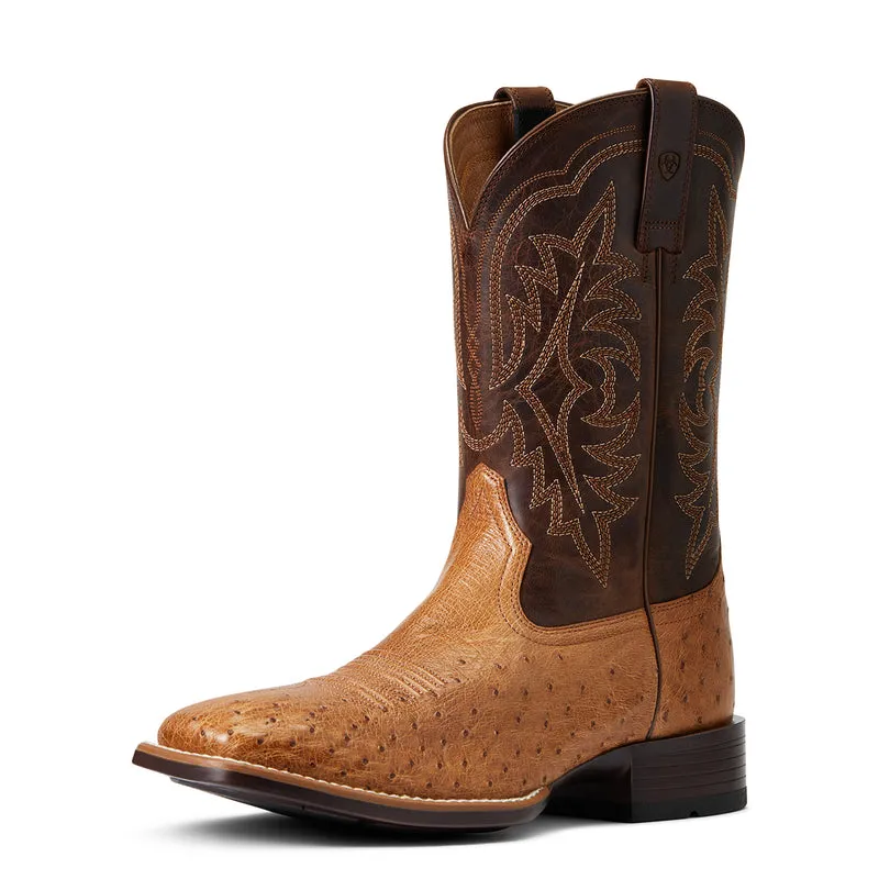 'Ariat' Men's 11" Night Life Ultra Western Square Toe - Ranger Smooth Quill Ostrich / Beam Brown