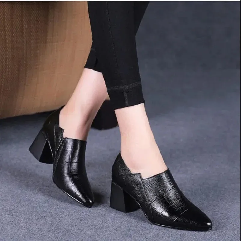 Ashore Shop  Women Cute Sweet High Quality Square Heel Short Ankle Boots   Winter Heel Shoes