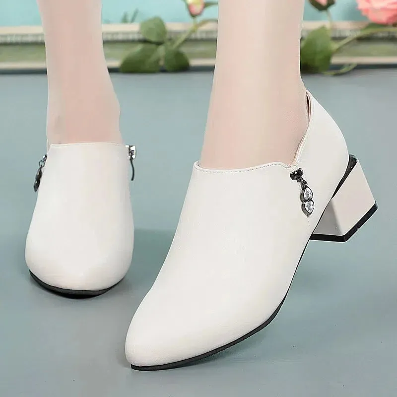 Ashore Shop  Women Cute Sweet High Quality Square Heel Short Ankle Boots   Winter Heel Shoes