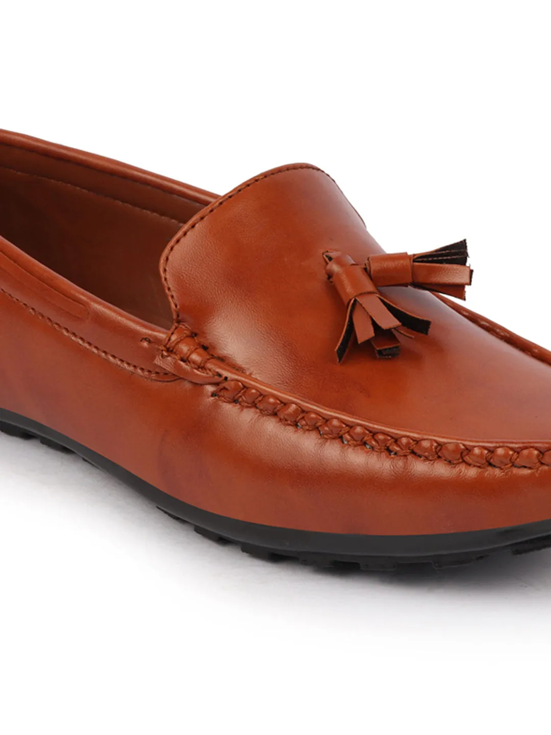 Basics Men Tan Side Stitched Casual Slip On Tassel Loafers and Moccasin Shoes