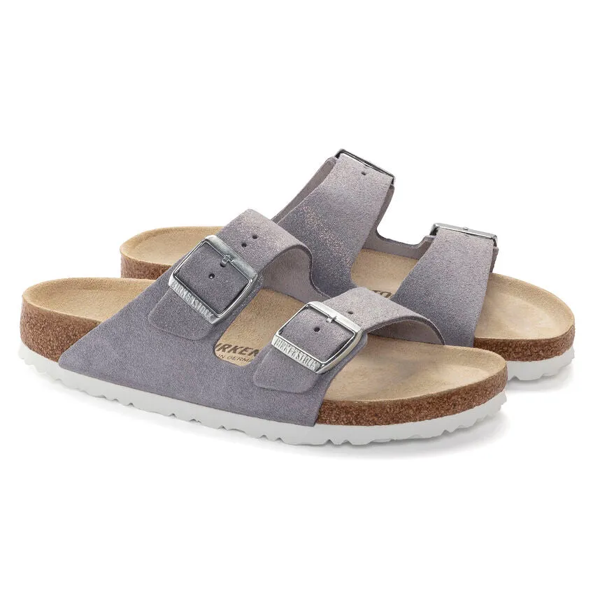 'Birkenstock USA' Women's Arizona Suede Leather Sandal - Shimmering Purple Fog