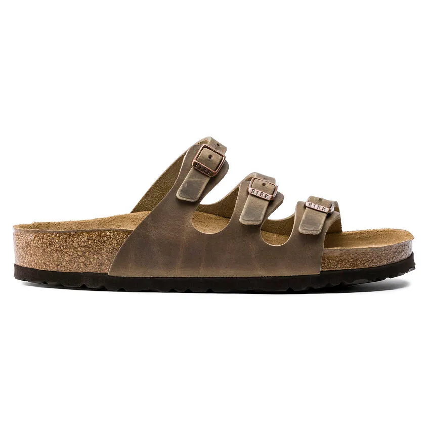 'Birkenstock USA' Women's Florida Soft Footbed Leather Sandal - Tobacco Brown