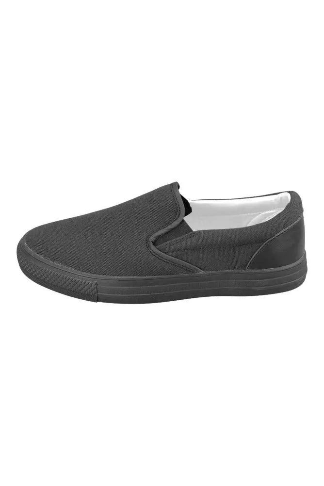 Black Men's Slip-on Canvas Shoes (Model 019)