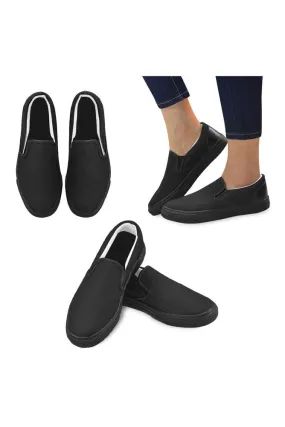 Black Men's Slip-on Canvas Shoes (Model 019)