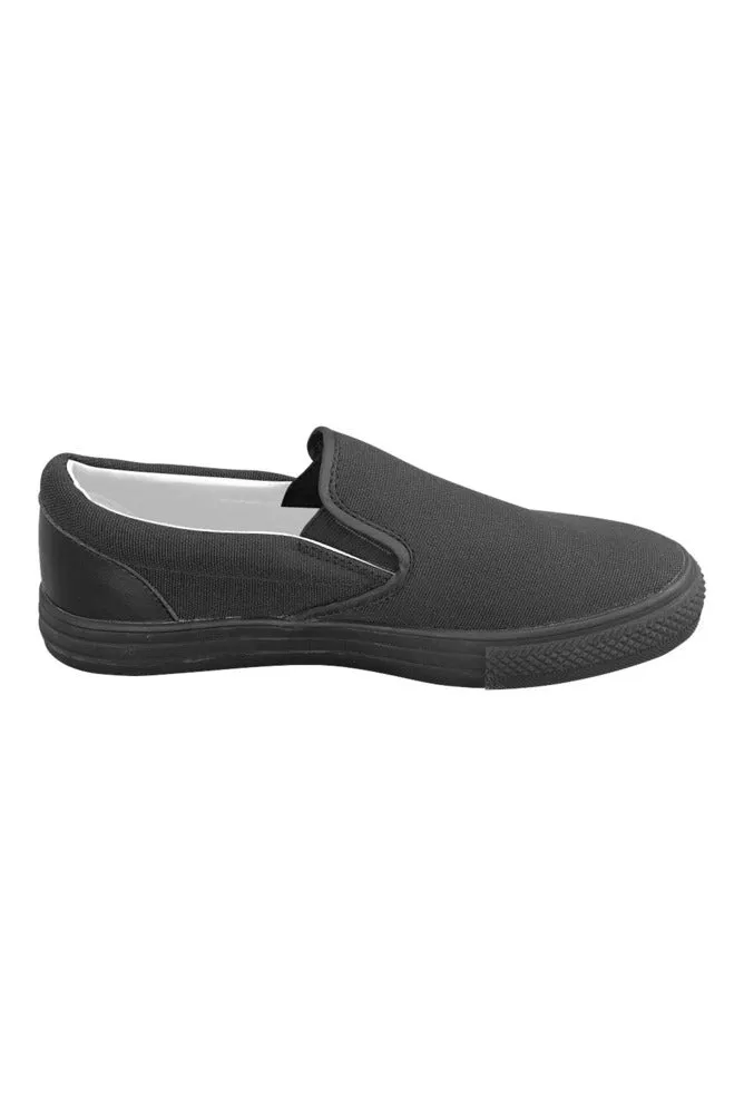 Black Men's Slip-on Canvas Shoes (Model 019)