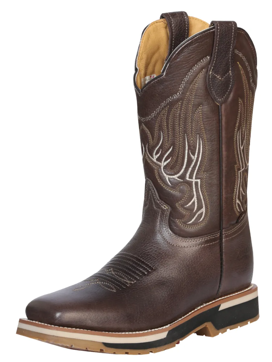 Botas de Trabajo Rodeo de Tubo Pull-On con Punta Suave de Piel Genuina para Hombre 'Establo' - ID: 41539