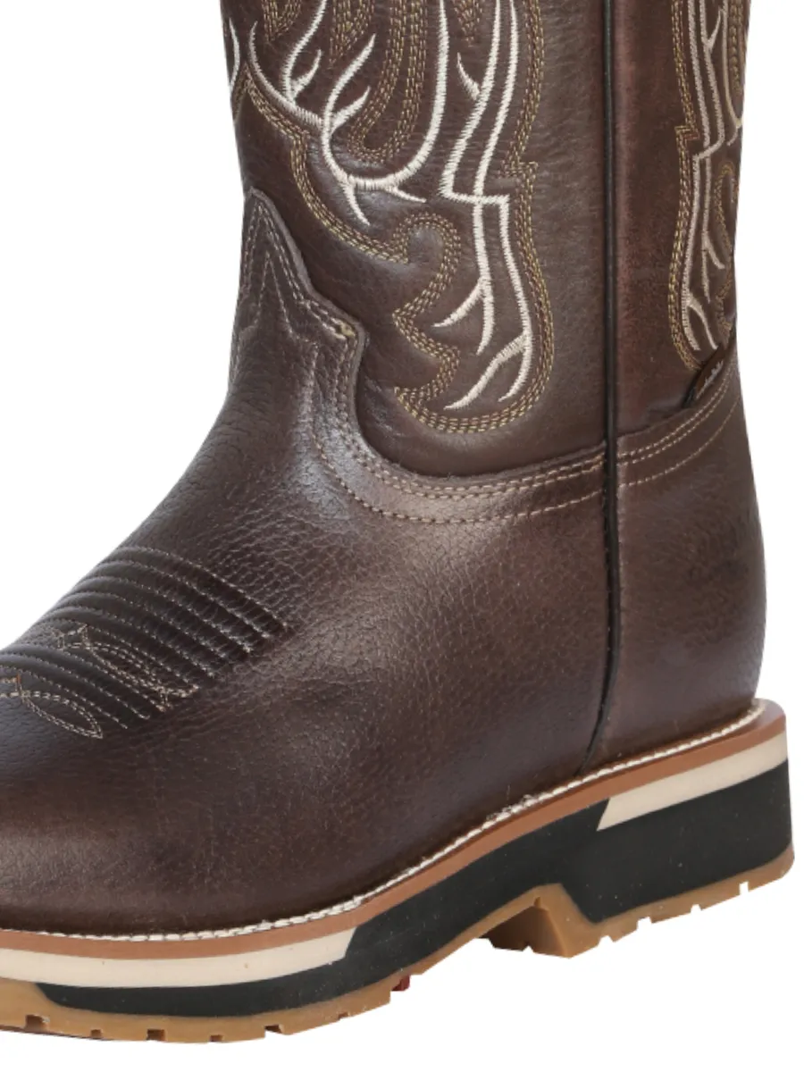 Botas de Trabajo Rodeo de Tubo Pull-On con Punta Suave de Piel Genuina para Hombre 'Establo' - ID: 41539