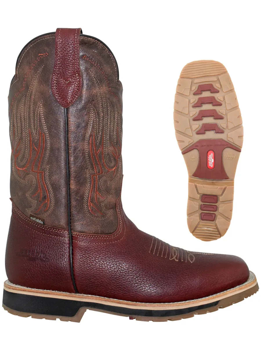 Botas de Trabajo Rodeo de Tubo Pull-On con Punta Suave de Piel Genuina para Hombre 'Establo' - ID: 41541