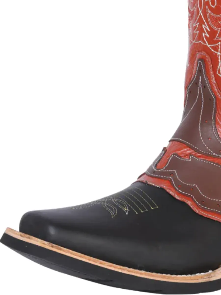 Botas Vaqueras Rodeo con Antifaz de Piel Genuina para Hombre 'El General' - ID: 33305