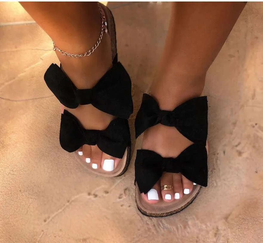 Bowknot Flat Rhinestone Women Sandals