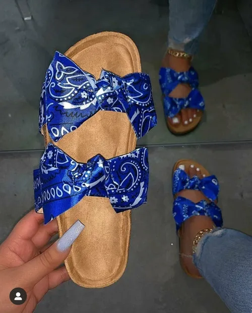 Bowknot Flat Rhinestone Women Sandals