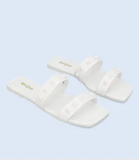 BW8133-WHITE-Women Casual Slipper