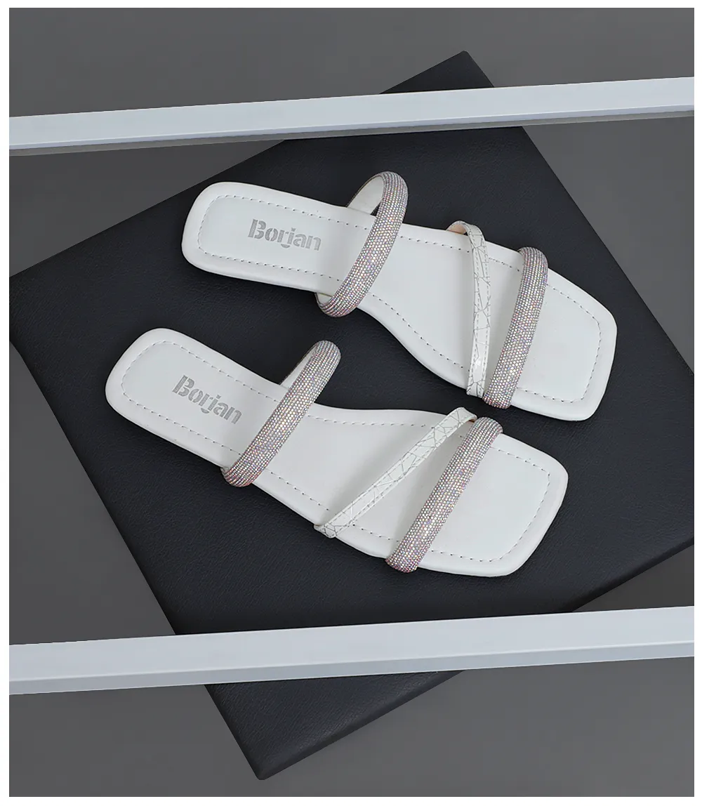 BW8357-WHITE-Women Casual Slipper