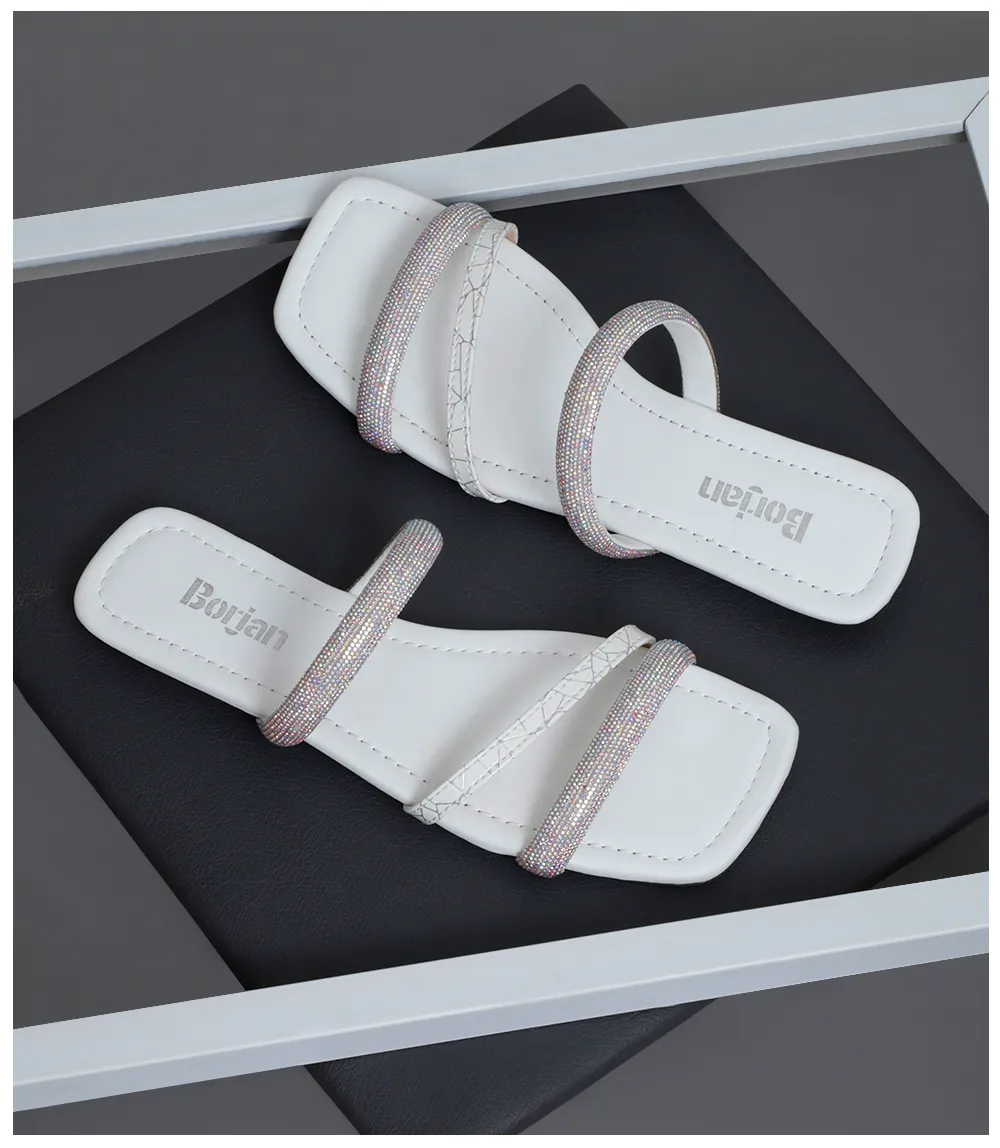 BW8357-WHITE-Women Casual Slipper