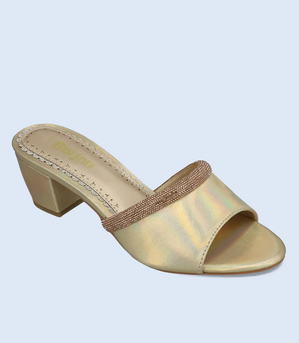 BW9158-GOLDEN-Women Formal Slipper Heels