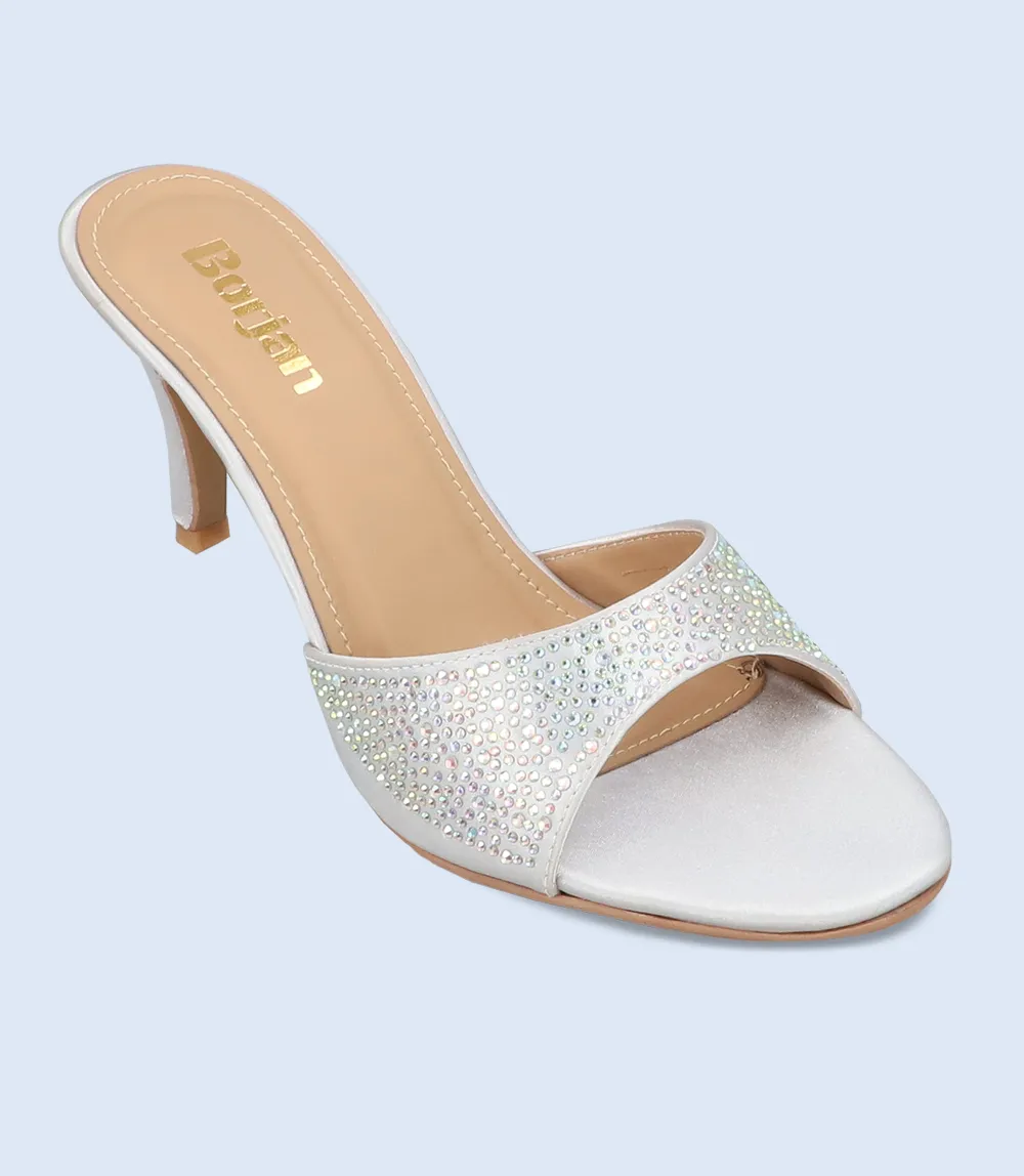 BW9608-SILVER-Women Formal Slipper Heels