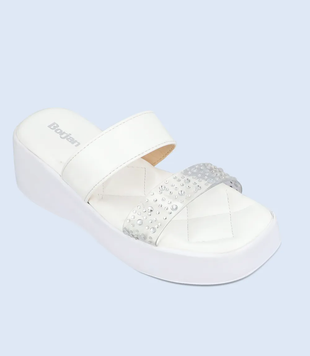 BW9999-WHITE-Women Platform Slipper