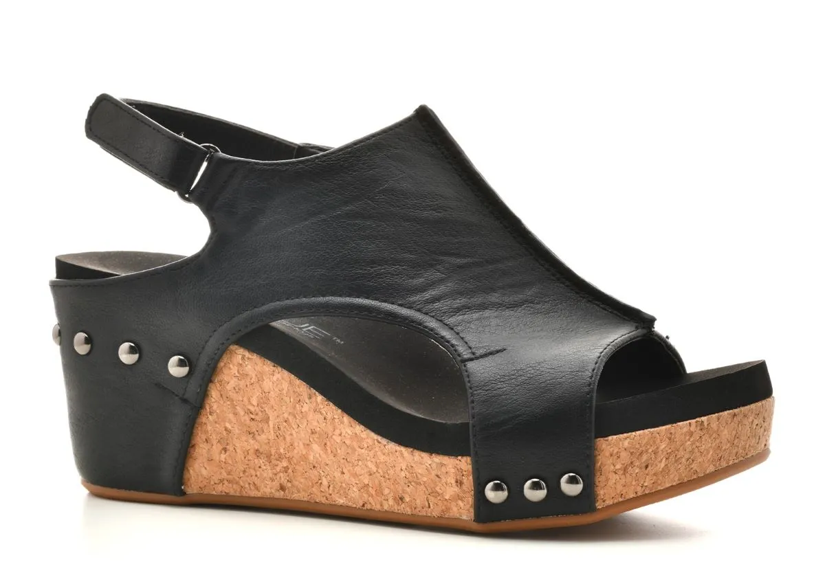 'Corky's' Women's Carley Sandal - Black Smooth