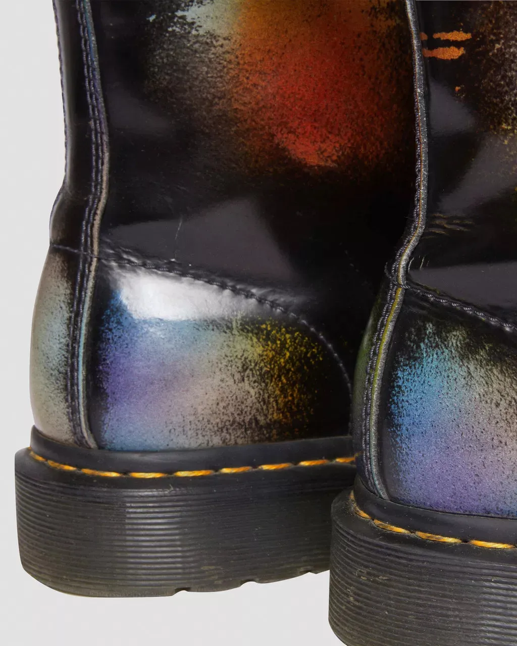 Doc Martens UNISEX 1460 FOR PRIDE RUB OFF LEATHER LACE UP BOOTS (BROWN MULTI RAINBOW RUB OFF)