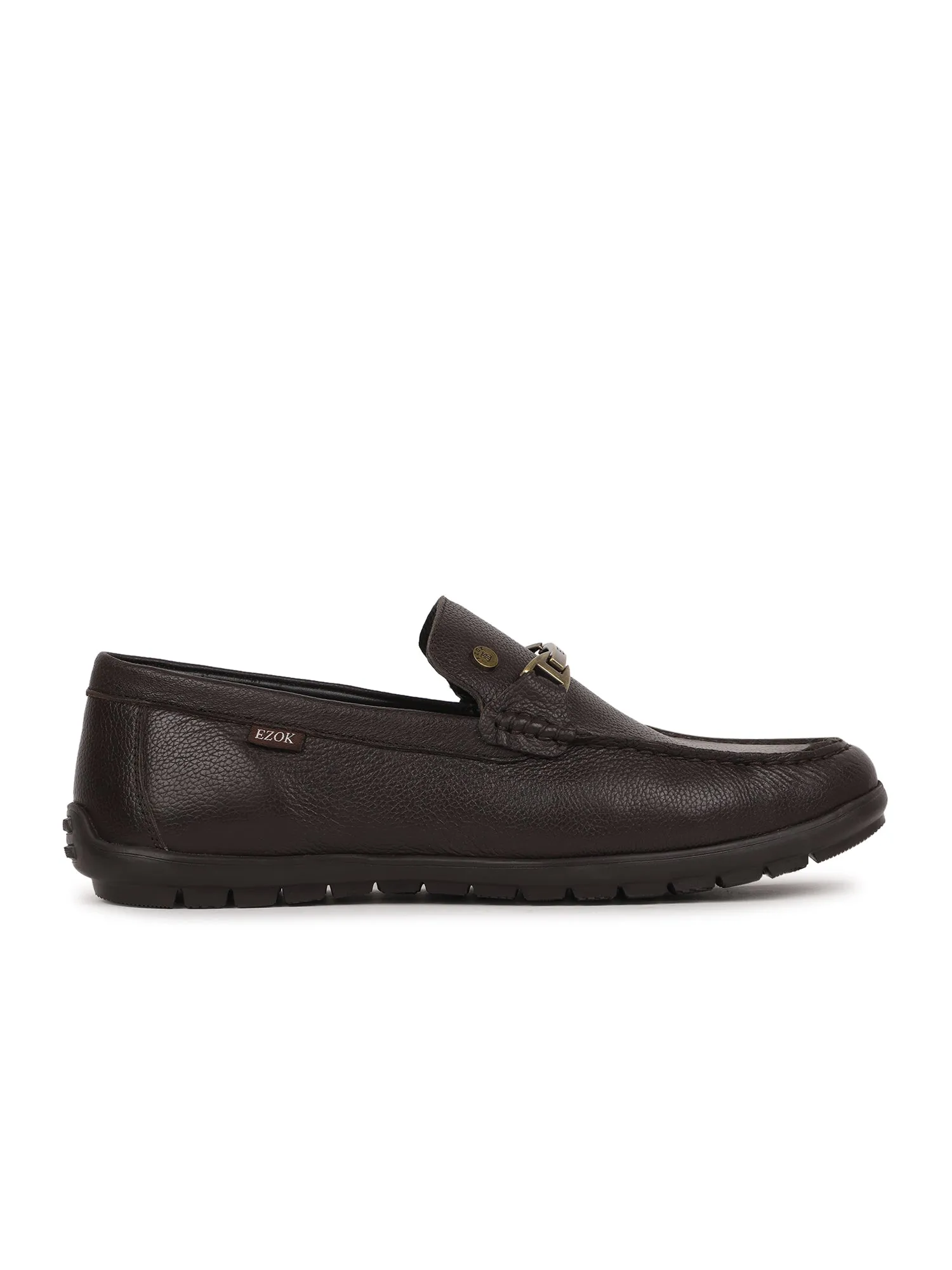 Ezok Men Leather Loafer Mocassins (Brown)