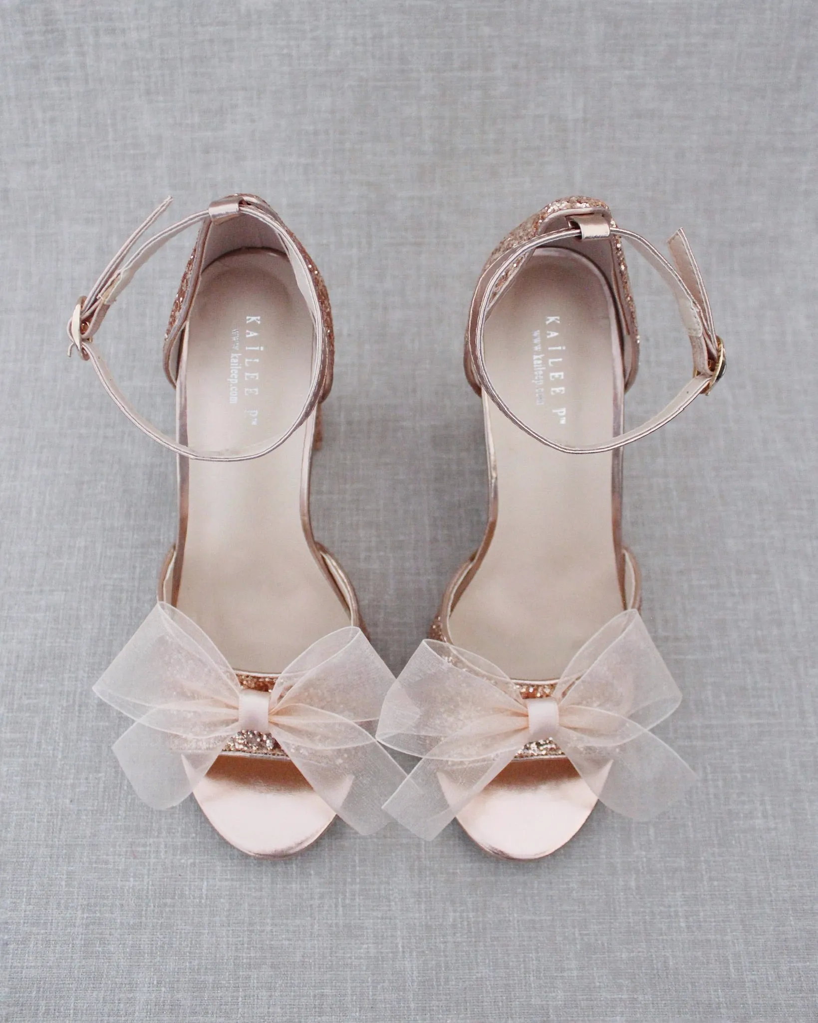 Glitter Tall Block Heel Wedding Sandals with Bow