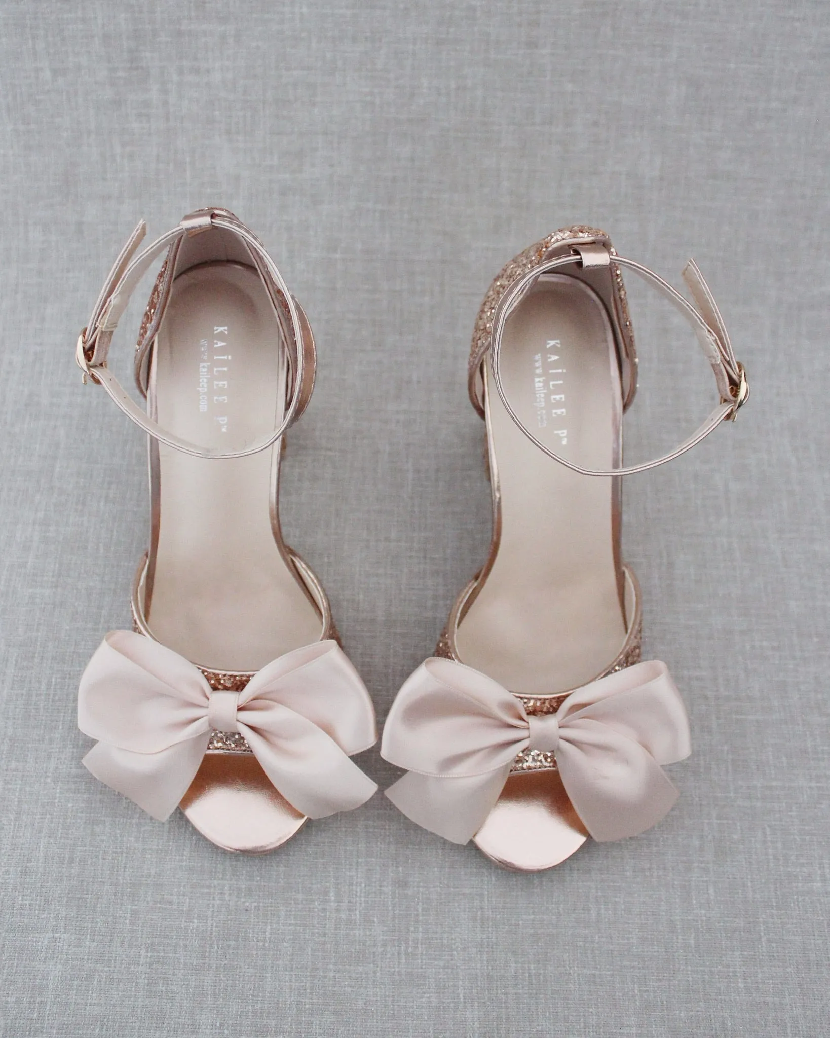 Glitter Tall Block Heel Wedding Sandals with Bow