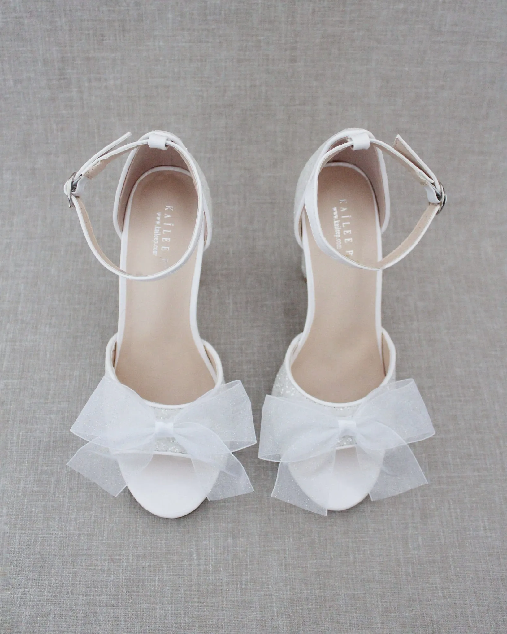 Glitter Tall Block Heel Wedding Sandals with Bow