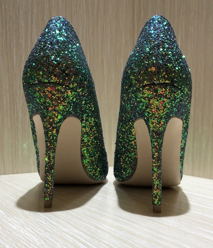 Green high heels Pumps Shoes