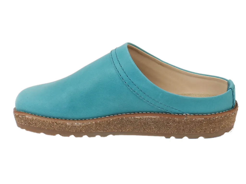 Haflinger Leather Clogs Travel Aqua