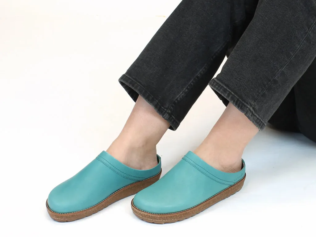 Haflinger Leather Clogs Travel Aqua