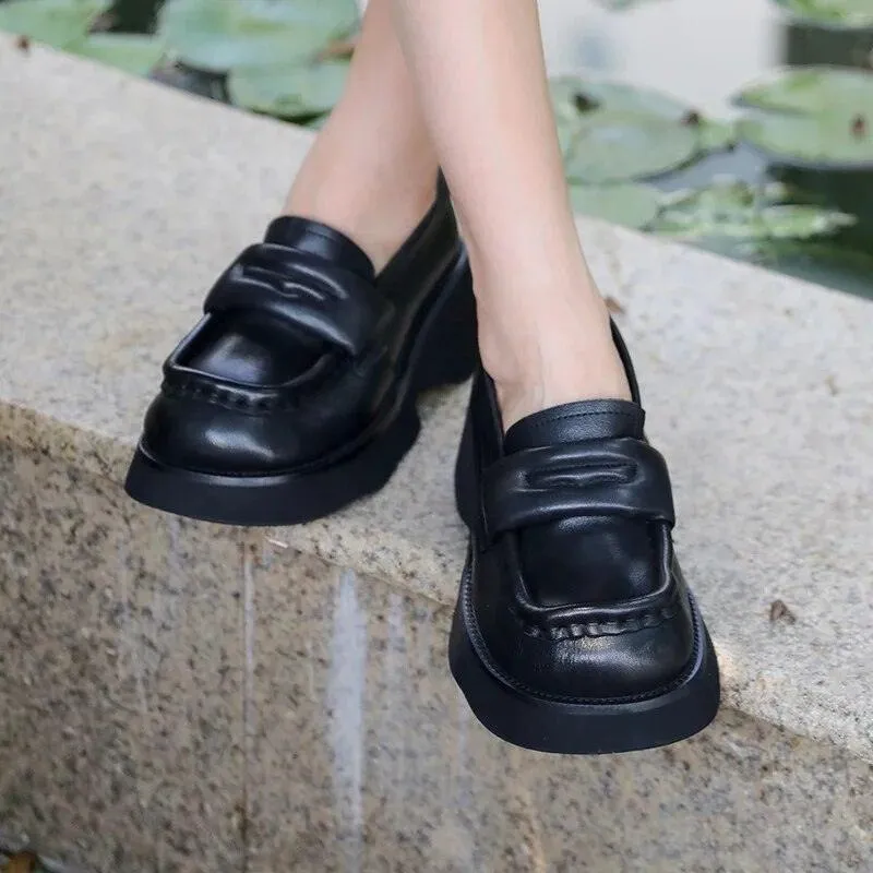 High Heel Wedge Leather Pumps: AMV1150 Women's Casual Shoes