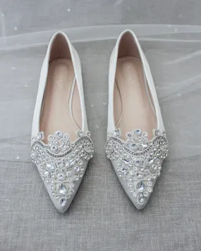 Ivory Embellished Rhinestone Wedding Flats