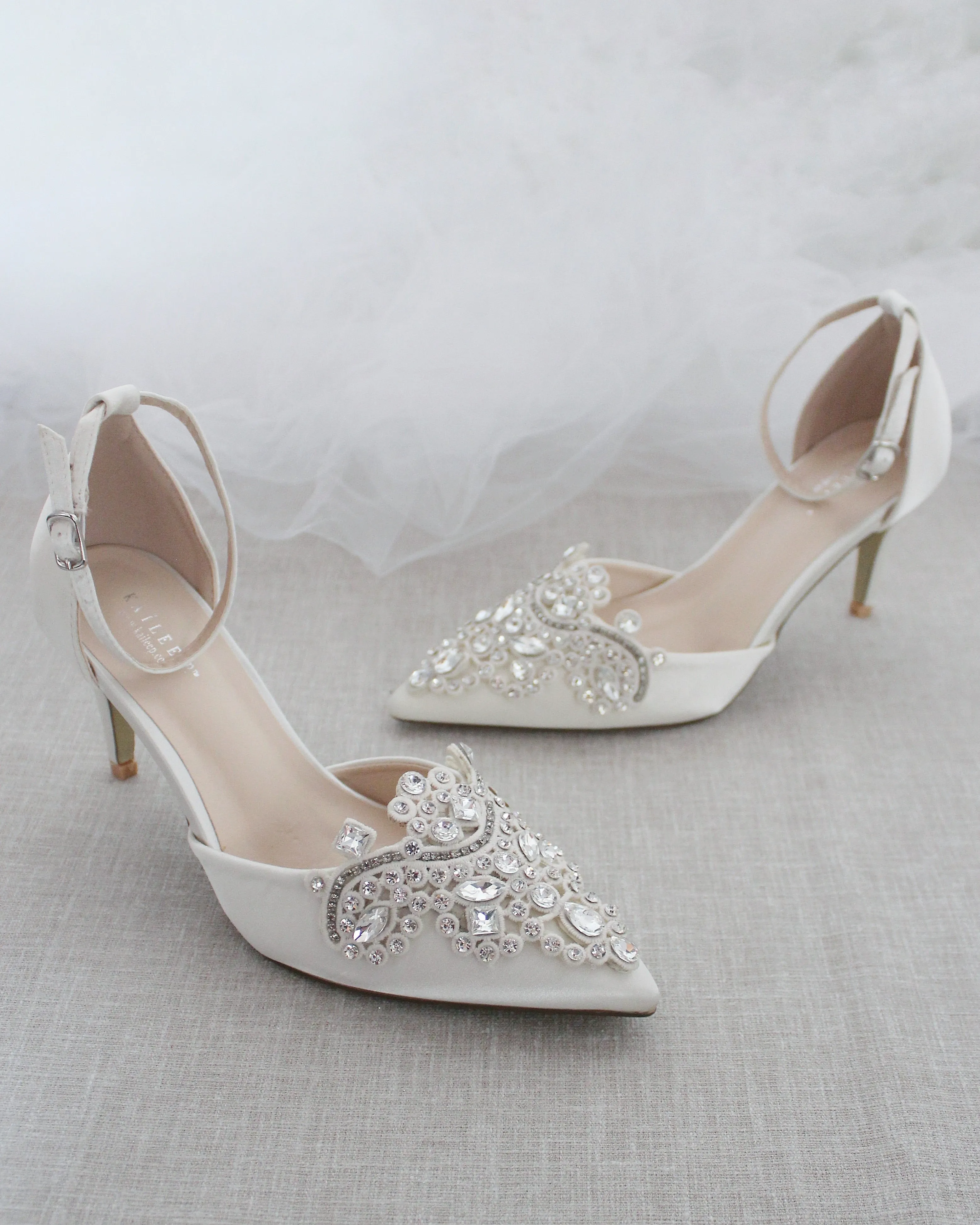 Ivory Embellished Rhinestones Wedding Heel