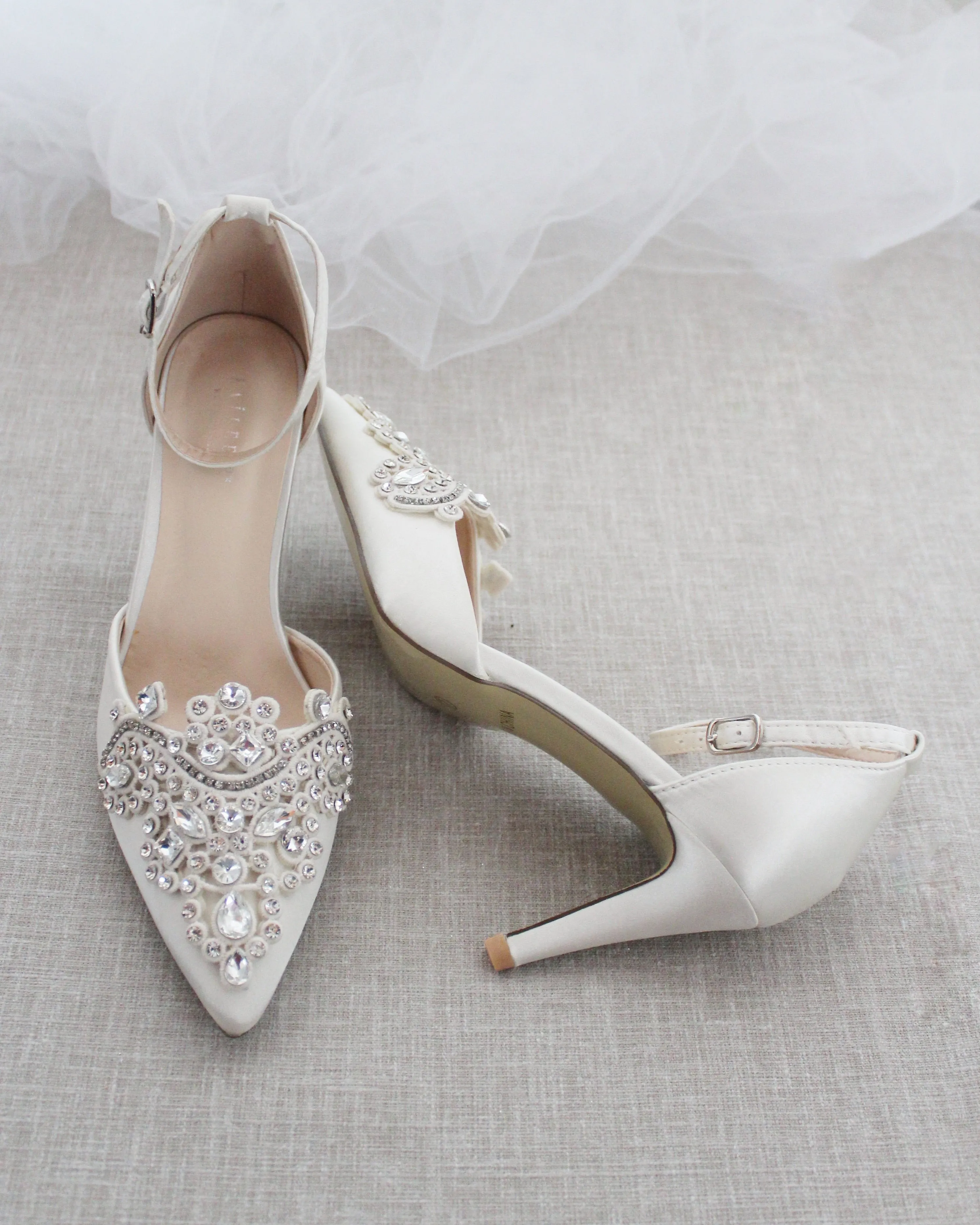 Ivory Embellished Rhinestones Wedding Heel