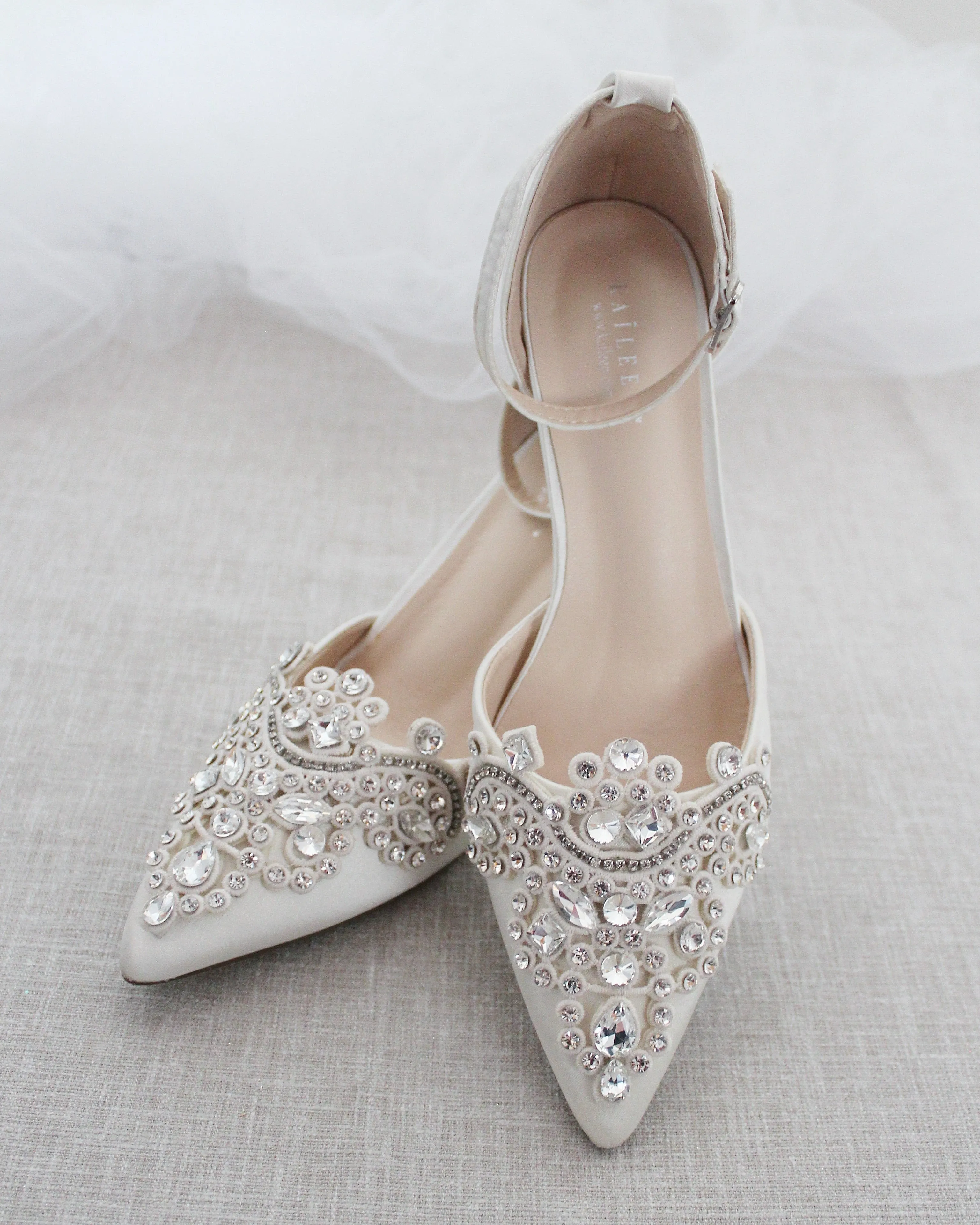 Ivory Embellished Rhinestones Wedding Heel