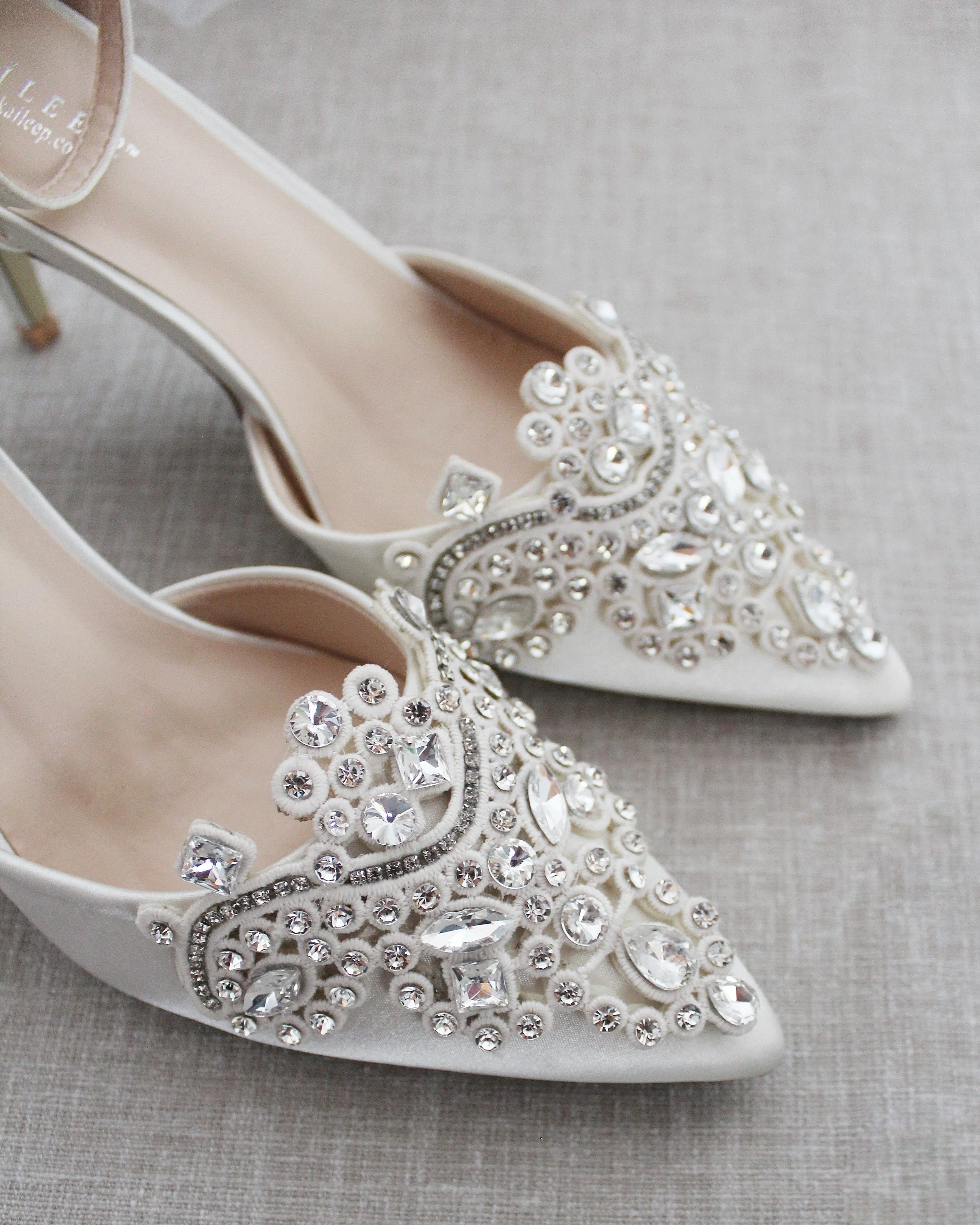 Ivory Embellished Rhinestones Wedding Heel