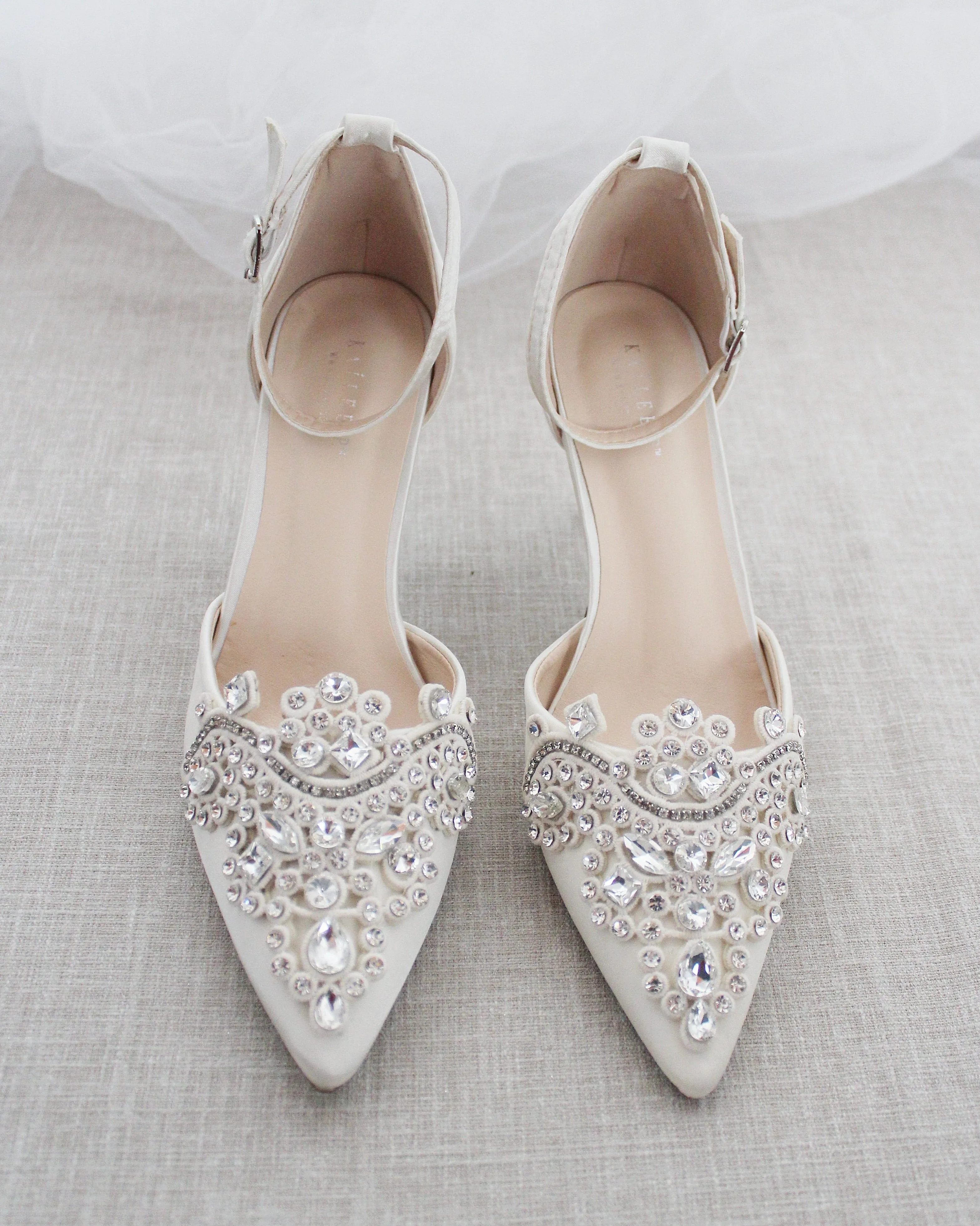 Ivory Embellished Rhinestones Wedding Heel