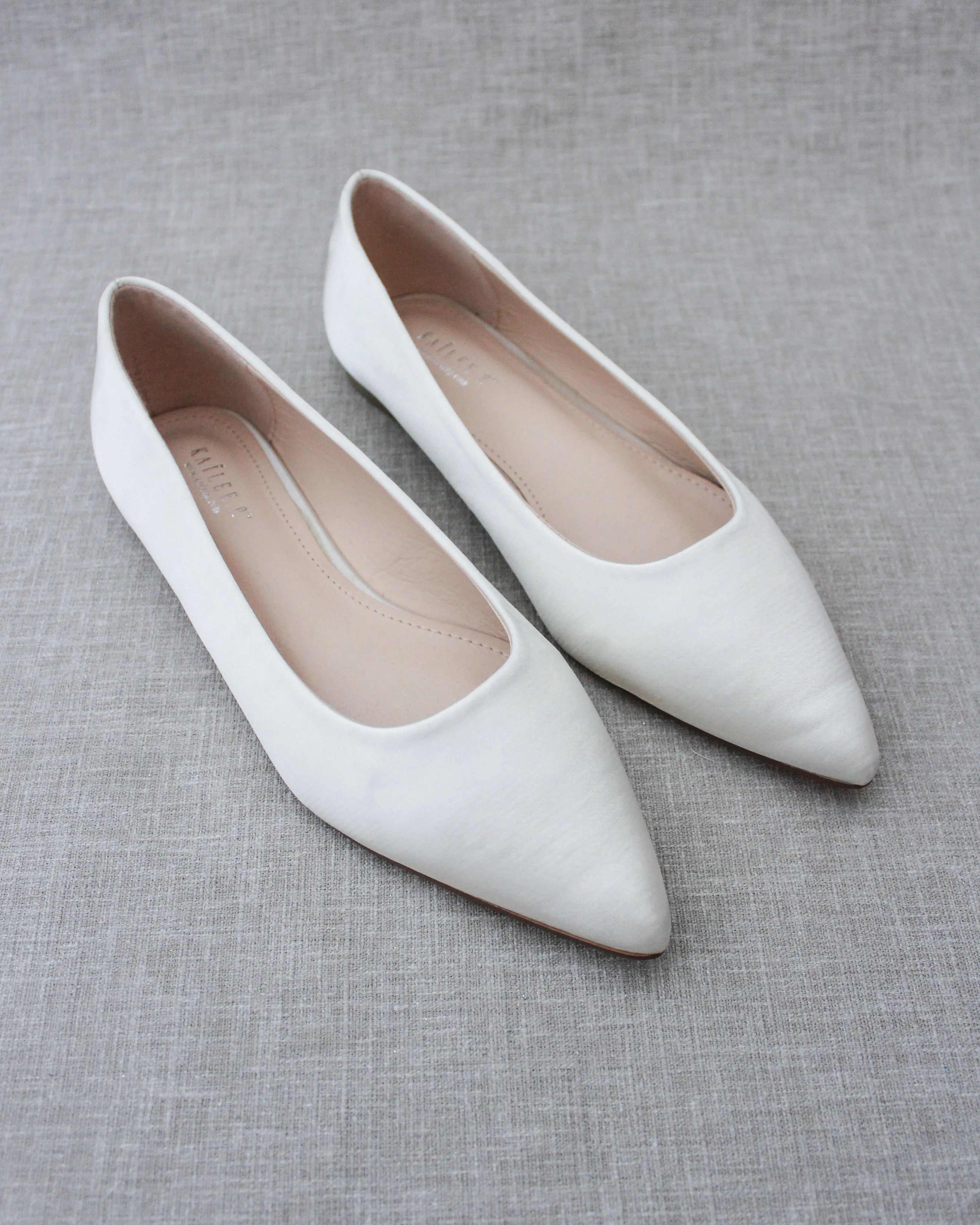 Ivory Pointy Toe Wedding Flats