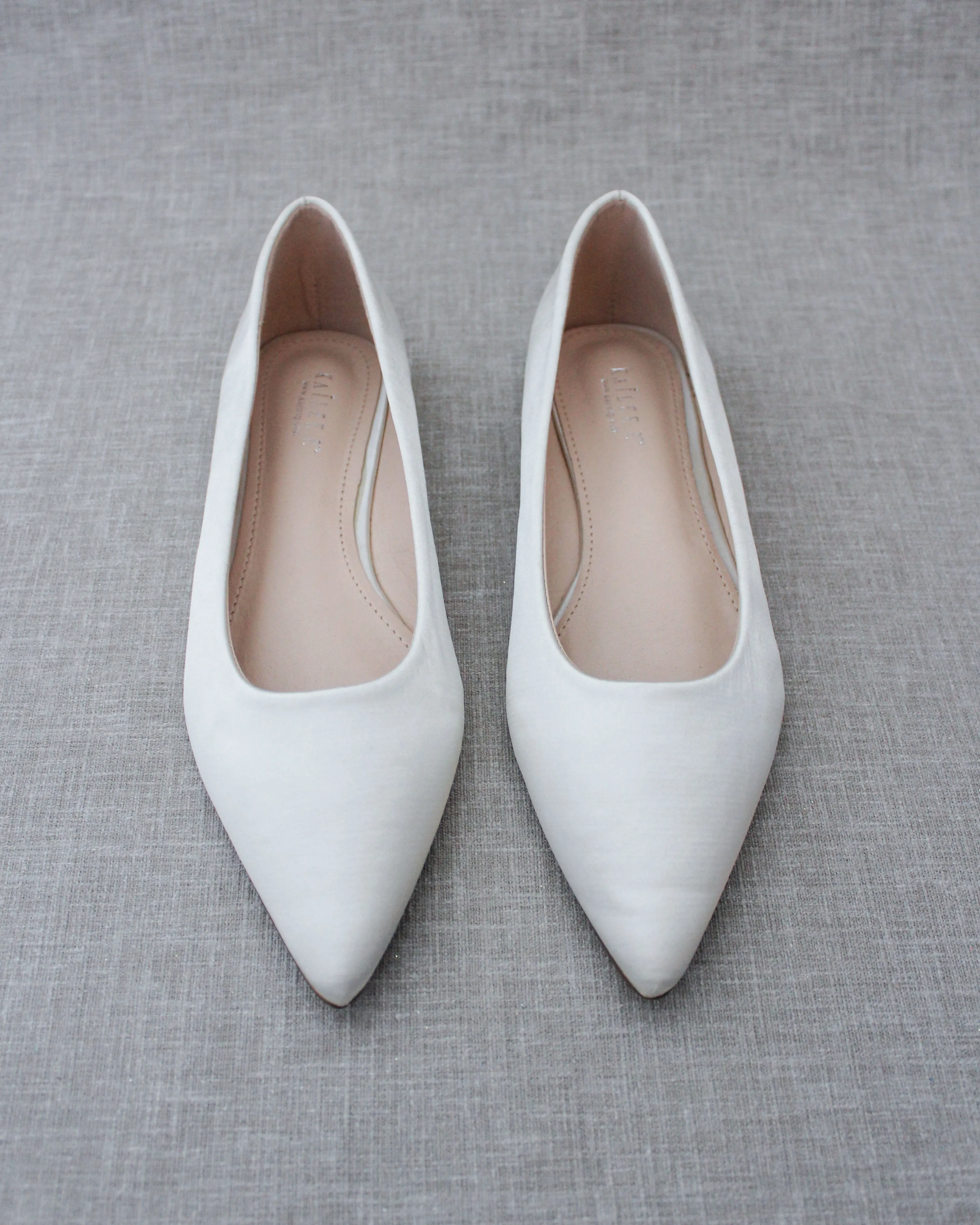 Ivory Pointy Toe Wedding Flats