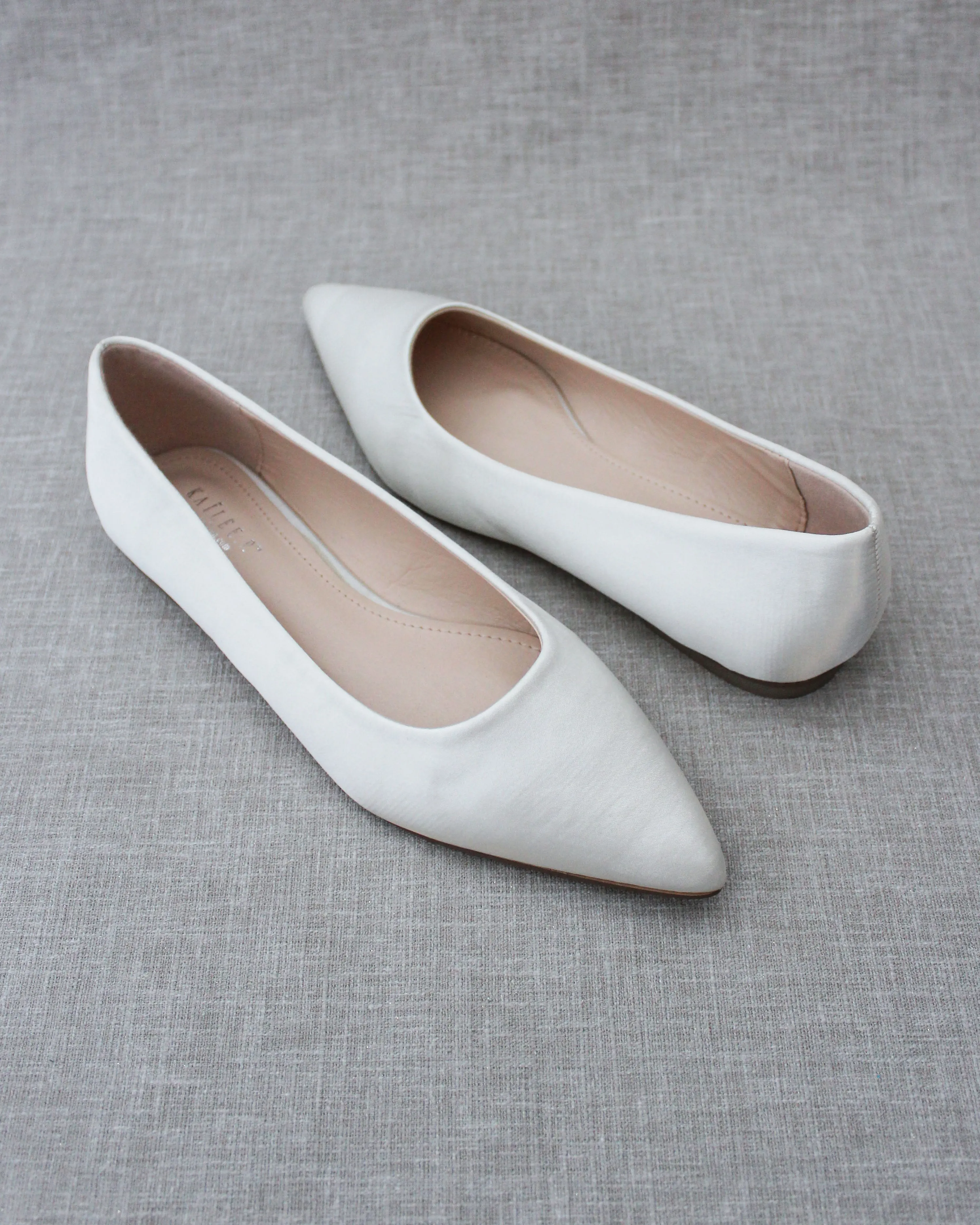 Ivory Pointy Toe Wedding Flats