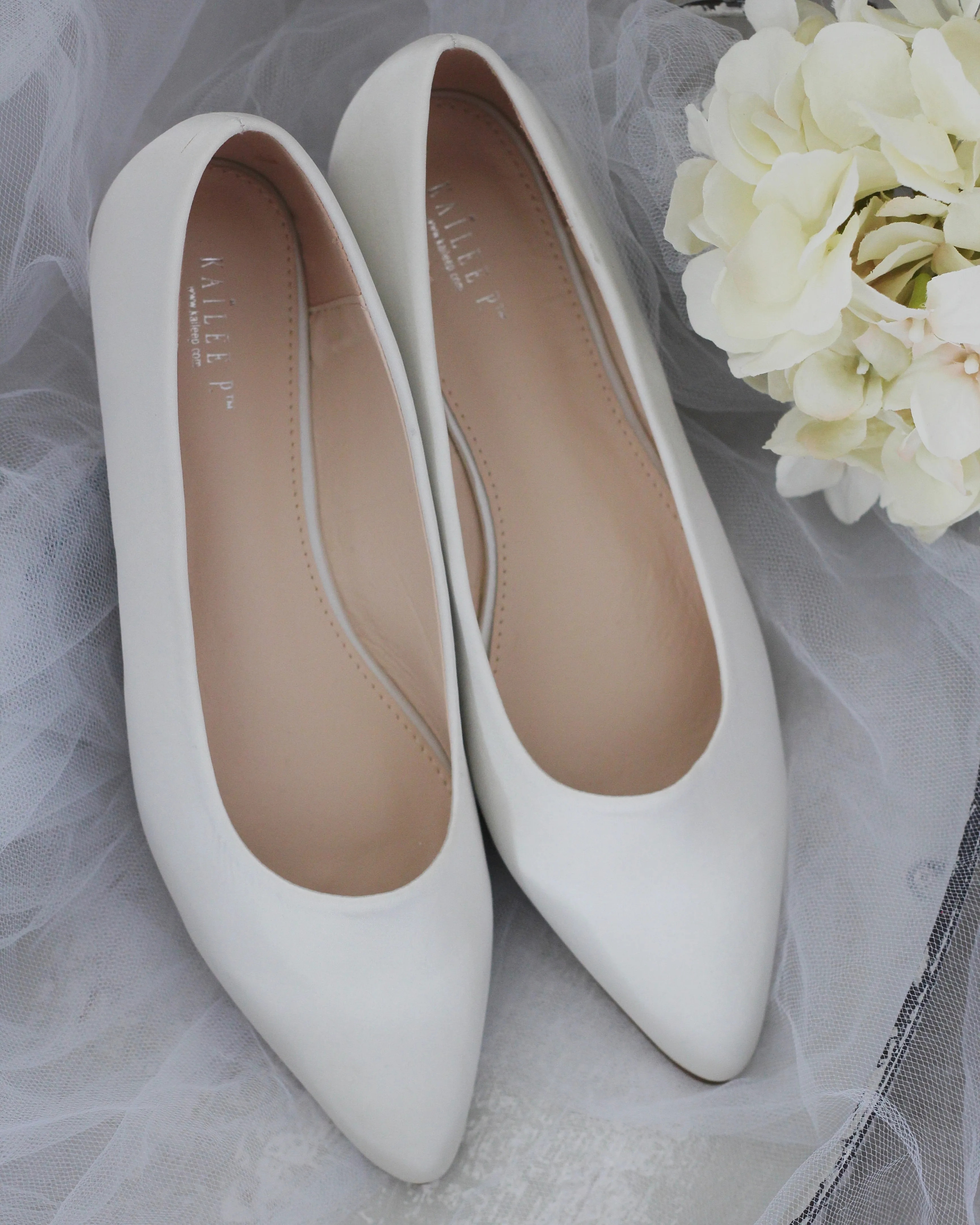 Ivory Pointy Toe Wedding Flats